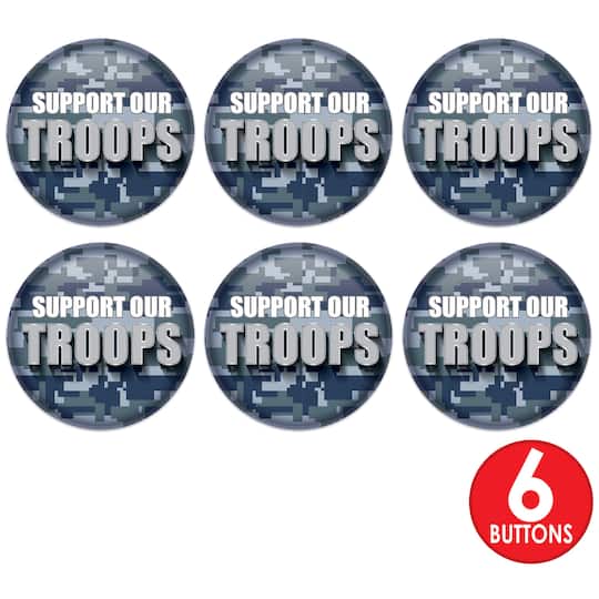 Beistle 2" Grey Camouflage Support Our Troops Buttons, 6ct.